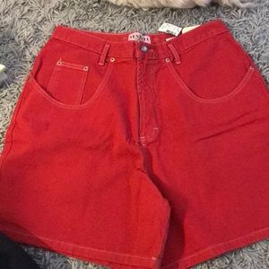 Red Jean Shorts